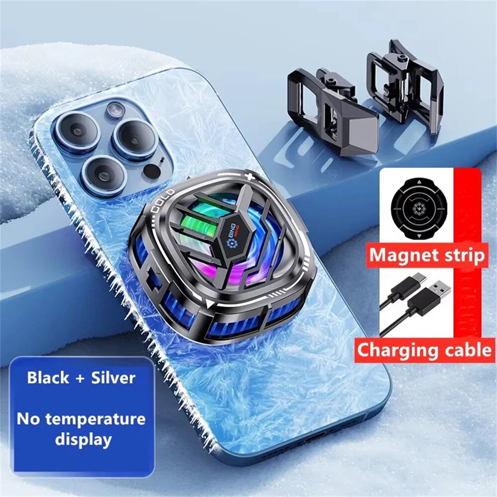2-in-1 Magnetic Mobile Radiator Cooling Fan for iPhone Tablet Galaxy Huawei Mobile Phone Tablet Computer General Game Cooling