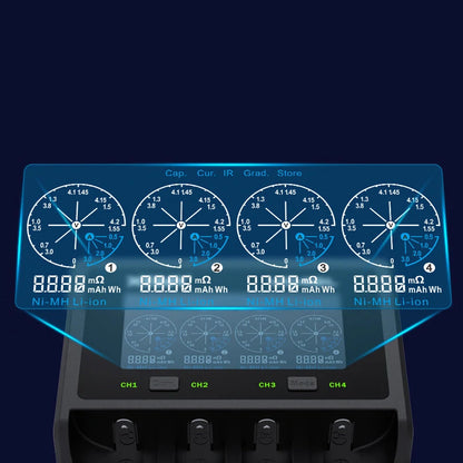XTAR VC4SL QC3.0 LCD Screen Display 3.6V/3.7V/1.2V Li-ion Battery Charger 4-Slots Type-C Fast Charging Current Optional for 18650/21700 AAA AA Battery
