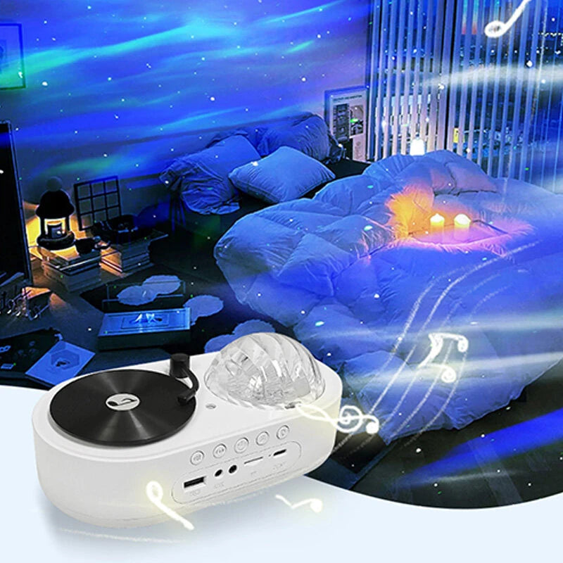 Elfeland LED Rechargeable Aurora & Starry Sky Projector Lamp Dreamy Starlight Night Light With Bulit-in Bluetooth Speaker Remote Control Atmosphere Decoration Lighting