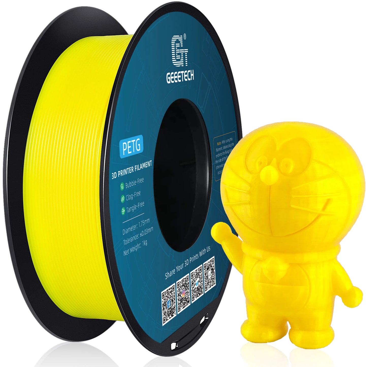 [EU/UK Direct]Geeetech PETG 3D Printer Filament 1.75mm 1kg/roll High Accuracy Clog-Free Bubble-Free Vacuum Sealed Compatible with FDM Printers