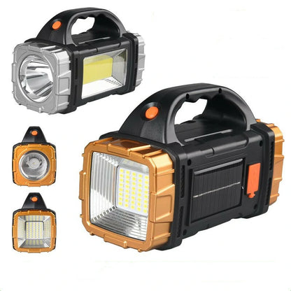 Solar Charging Powerful Spotlight With Strong Light Outdoor LED Flashlight Large Capacity Lithium Battery With Power Bank Function Portable Rechargeable Lamp Searchlight