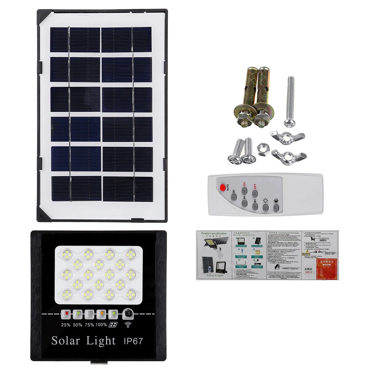 77LED~410LED Solar Floodlight With Remote Controller Outdoor Garden Security Light