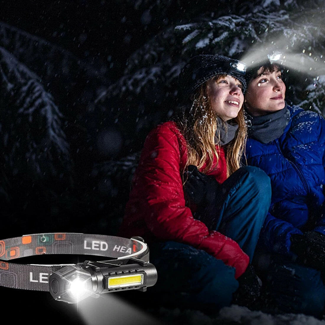 BIKIGHT LED COB Dual Light 2 in 1 Headlamp Flashlight,1800mAh Type-C Rechargeable Magnetic Work Lights 5 Modes Portable Working Flash Light