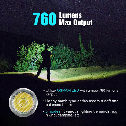 Lumintop Silver Fox 2.0 760LM EDC LED Keychain Flashlight with 14500 USB-C Charging Battery, Powerful Magnetic Tail Mini Torch Outdoor Camping Pocket Light