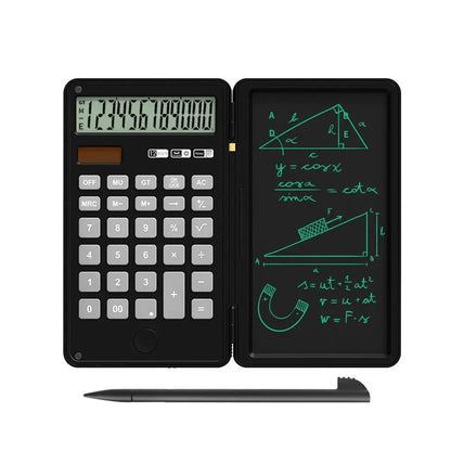 12 Digits Display Smart Calculator Handwriting Tablet Button Battery Solar Dual Power Supply Mini Scientific Calculator with Foldable Writing Tablet Financial Calculator Tablet Drawing Pad with Stylus Pen