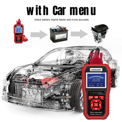 KONNWEI KW880 OBD2 Scanner 3 In 1 Car Diagnostic Tools Engine Tester & Car Battery Tester & Car Battery Match for Lead Acid Car SUV Light Truck