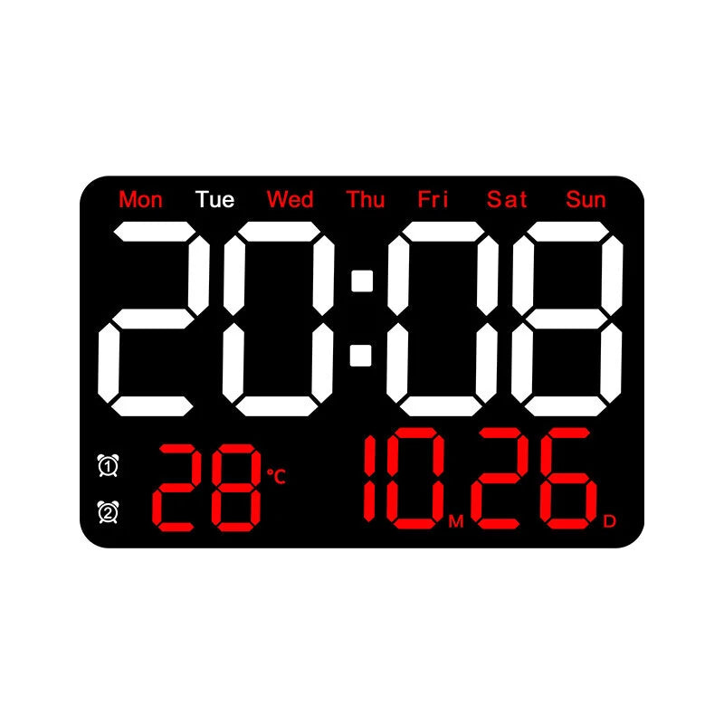 Large Digital LED Wall Alarm Clock With Weekday Display Silent Simple Design High-Definition Table Alarm Clocks Living Room Decoration
