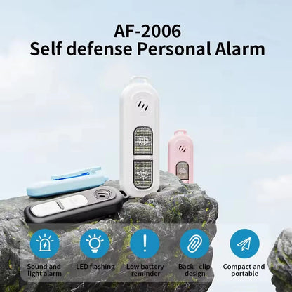AF-2006 Self Protection Personal Alarm LED Keychain Flashlight 130dB Loud Siren with Illumination/Flash Light for Running Cycling Night Jogging Outdoor Activities Security Keychain