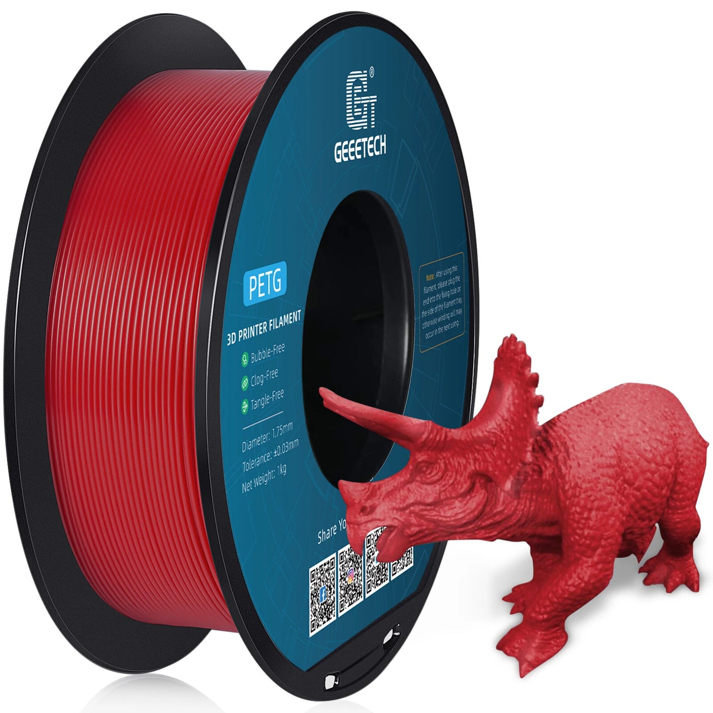 [EU/UK Direct]Geeetech PETG 3D Printer Filament 1.75mm 1kg/roll High Accuracy Clog-Free Bubble-Free Vacuum Sealed Compatible with FDM Printers