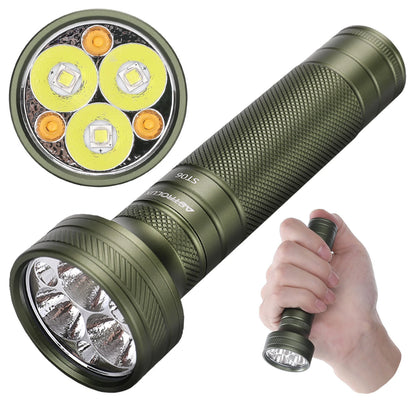 Astrolux ST06 6*LED 2800LM Super Bright Tactical Flashlight with 3000K 6500K Dual Color Temperature, Powered by 21700 Li-ion battery Compact EDC Flashlight Outdoor Outage Portable Mini Torch Survival Tools