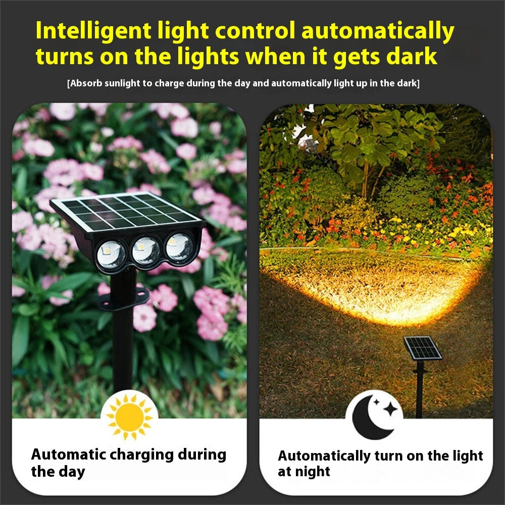 Elfeland Solar Powered LED Lawn Light Spotlight Wall Mounted & In-Ground IP65 Waterproof Outdoor Pathway Light Landscape Lighting