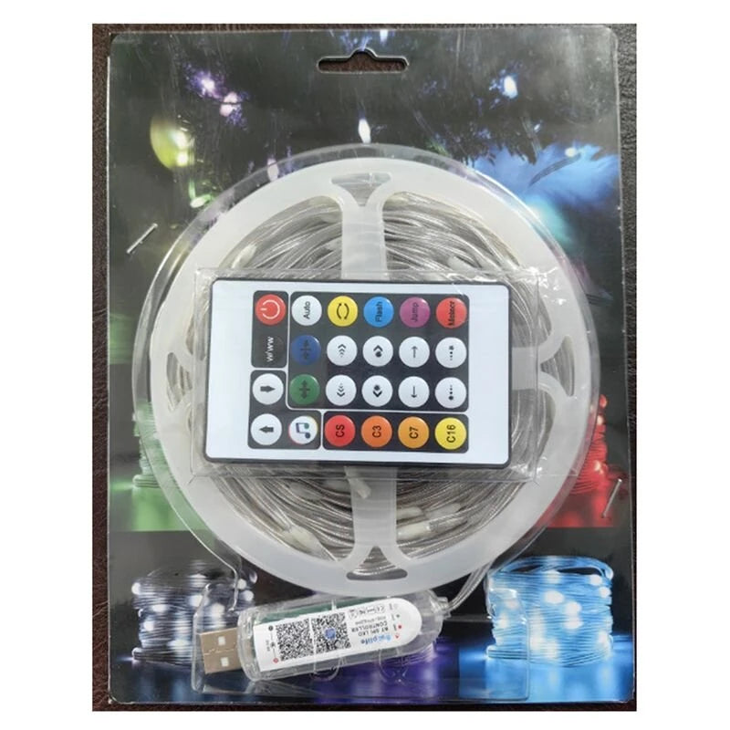 10M 100LED Bluetooth Controlled LED String Lights USB Powered Waterproof RGB Strings for Holiday Event Party Decoration