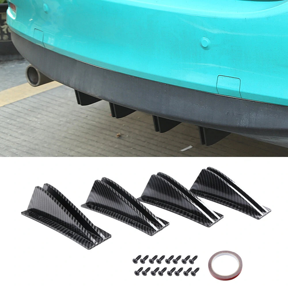 4pcs Universal Lower Rear Body Bumper Diffuser Shark Fin Diffuser Lip Splitter Shark Fins Trim