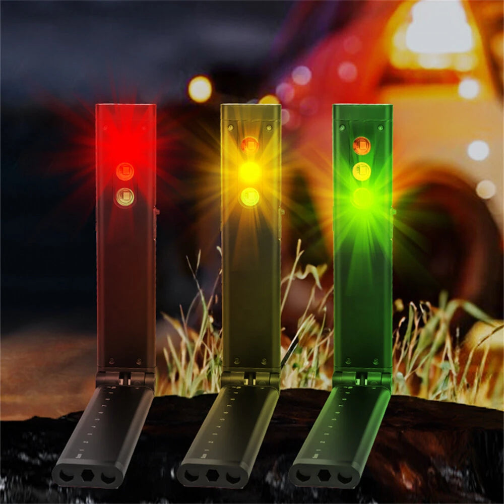 Multifunctional Foldable Flashlight With RGB Light Built-in Battery Magnetic Rechargeable Work Light Clip Emergency Repair Lamp For Outdoor Hiking Camping