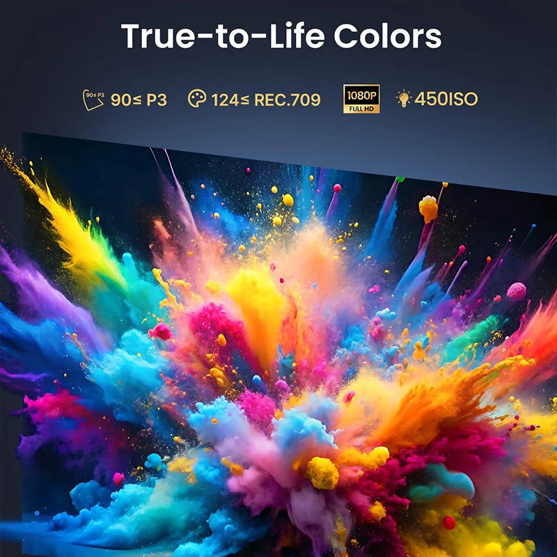 [EU Direct] Dangbei Freedo 1080P LED Portable Projector with Stand Netflix Officially Licensed 450 ISO Lumens Dolby Audio Home TV Theater Support Wi-Fi and bluetooth Auto Focus & Keystone Eye Protection Smart Home Cinema Projector