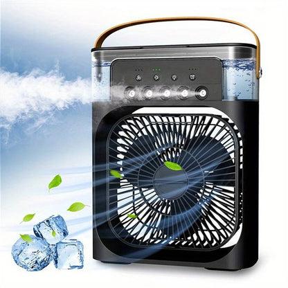 Portable Air Conditioner USB Handle Evaporative Air Cooler Cooling Fan with 3 Speeds / 5 Humidifier Misting Hole / 7 Colors Light For Home Office Travelling