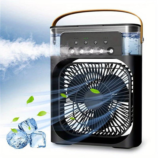 Portable Air Conditioner USB Handle Evaporative Air Cooler Cooling Fan with 3 Speeds / 5 Humidifier Misting Hole / 7 Colors Light For Home Office Travelling