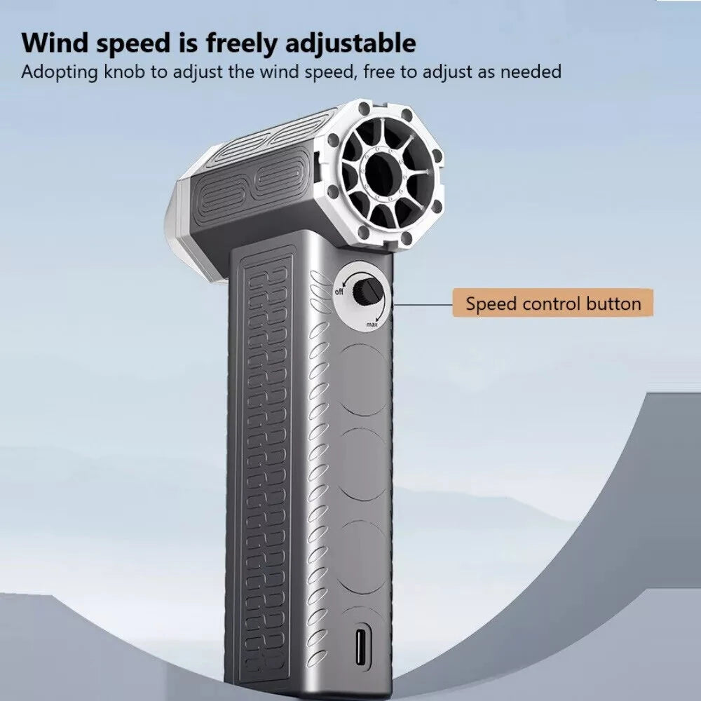 130000RPM  2 In 1 Mini Blower Fan Turbo Jet Fan Brushless Motor Handheld Duct Fan Electric Air Duster Speed Adjustable Cordless Jet Dry Air Blower