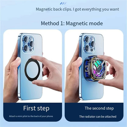 2-in-1 Magnetic Mobile Radiator Cooling Fan for iPhone Tablet Galaxy Huawei Mobile Phone Tablet Computer General Game Cooling