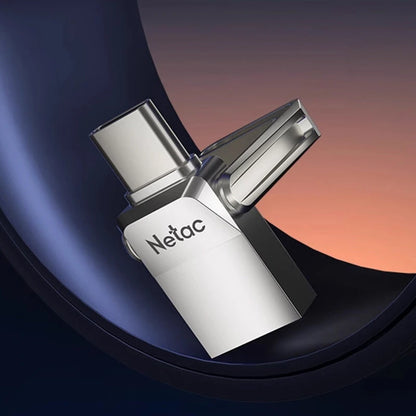 Netac US31 Type-C & USB3.2 Flash Drive 128G/64G/32G Zinc Alloy Mini Portable Memory U Disk for PC Phone Projector Car Speaker