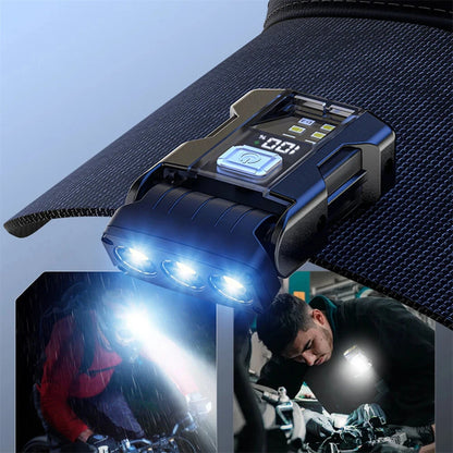 Bikight COB+SMD LED Super Bright Flashlight USB Charging Portable Camping Lantern Power Display Mini Emergency Lantern for Night Running