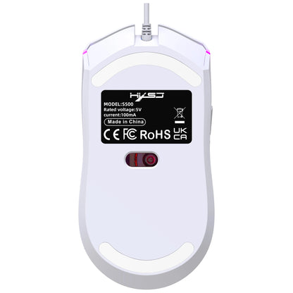 HXSJ S500 Wired Gaming Mouse Hollow Design 6400DPI RGB Backlight 6-Keys Ergonomics PC Office Computer Gamer Mice