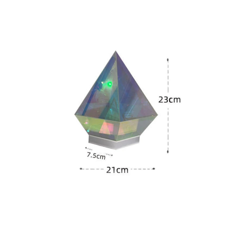 LED Pyramid Diamond Bedroom Decor RGB Night Light USB Color Dimming Atmosphere Lamp Remote Control Home Bedroom Decoration Birthday Gift Decorative Lamp