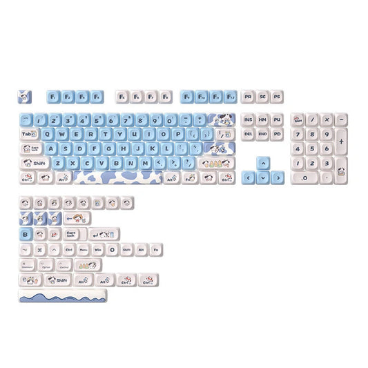 SPYSELF 142 Keys Dairy Cow Keycap Set PBT Five-sided Sublimation MOT Profile Custom Keycaps for Mechanical Keyboards