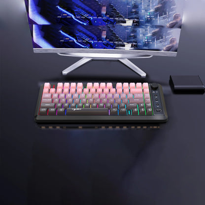 HXSJ L400 Three Mode Wireless Gaming Keyboard 81 Keys Ergonomic RGB Backlight Membrane 2000mAh Battery Gradient Keycaps Gamer Keyboards