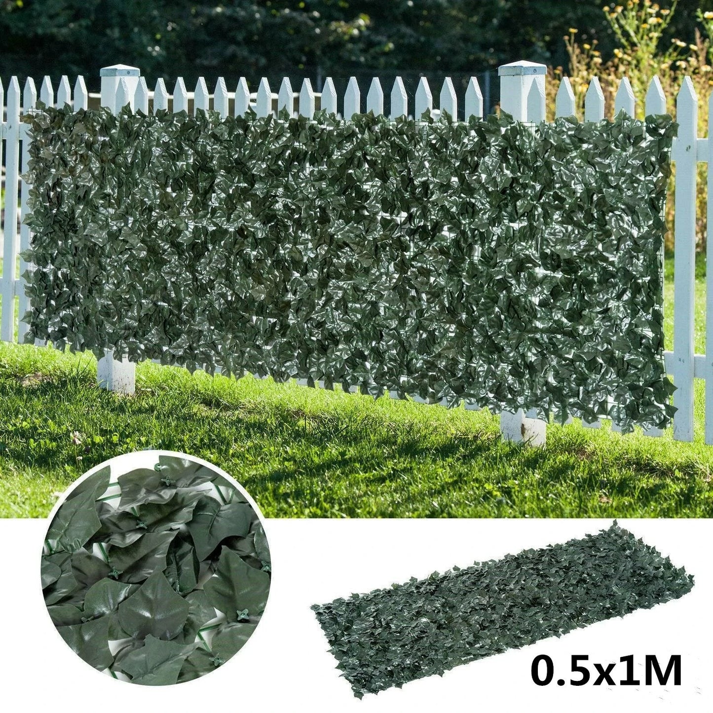 Green Outdoor Faux Plant Ivy Leaf Privacy Screen Fence Garden Yard