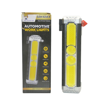 Portable COB Solar Work Light Rechargeable LED Flashlight Super Bright Camping Waterproof Car Repair Lamp With Hook Magnetic