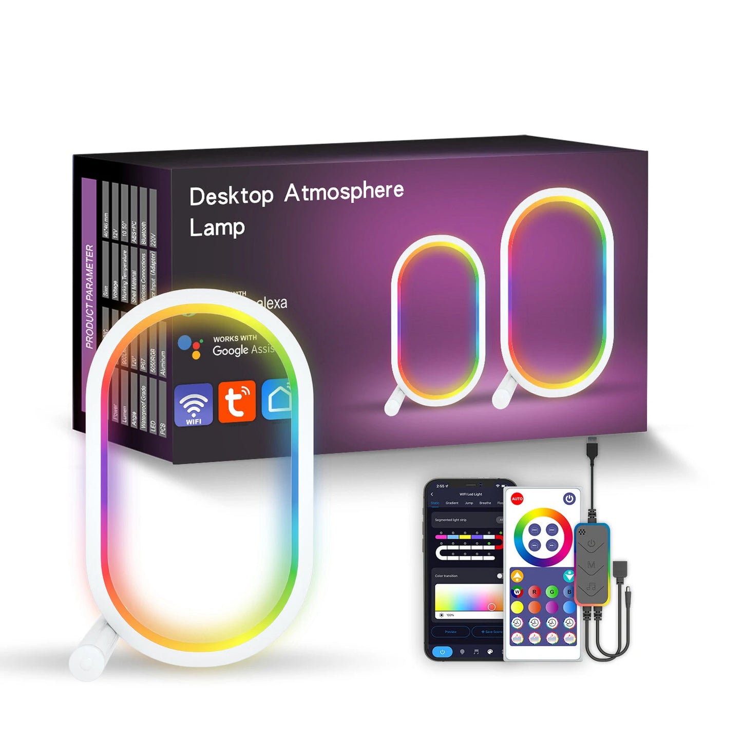 WIFI Smart LED Desktop Ambient Night Light RGBIC USB Desk Lamp with App Dimmable Color Change for Bedroom Game Room Study