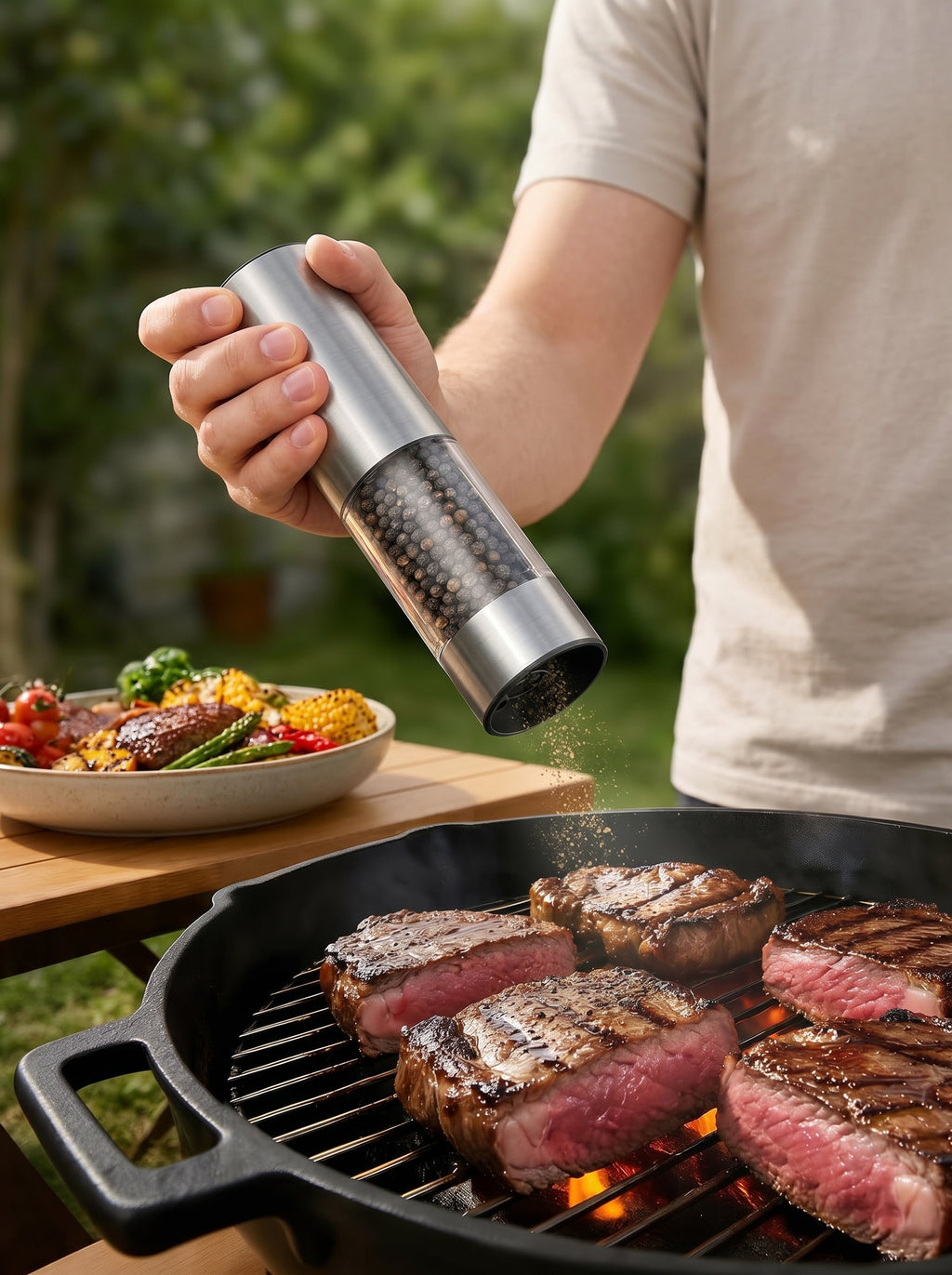 Automatic Stainless Steel Salt and Pepper Mill with Adjustable Coarseness
