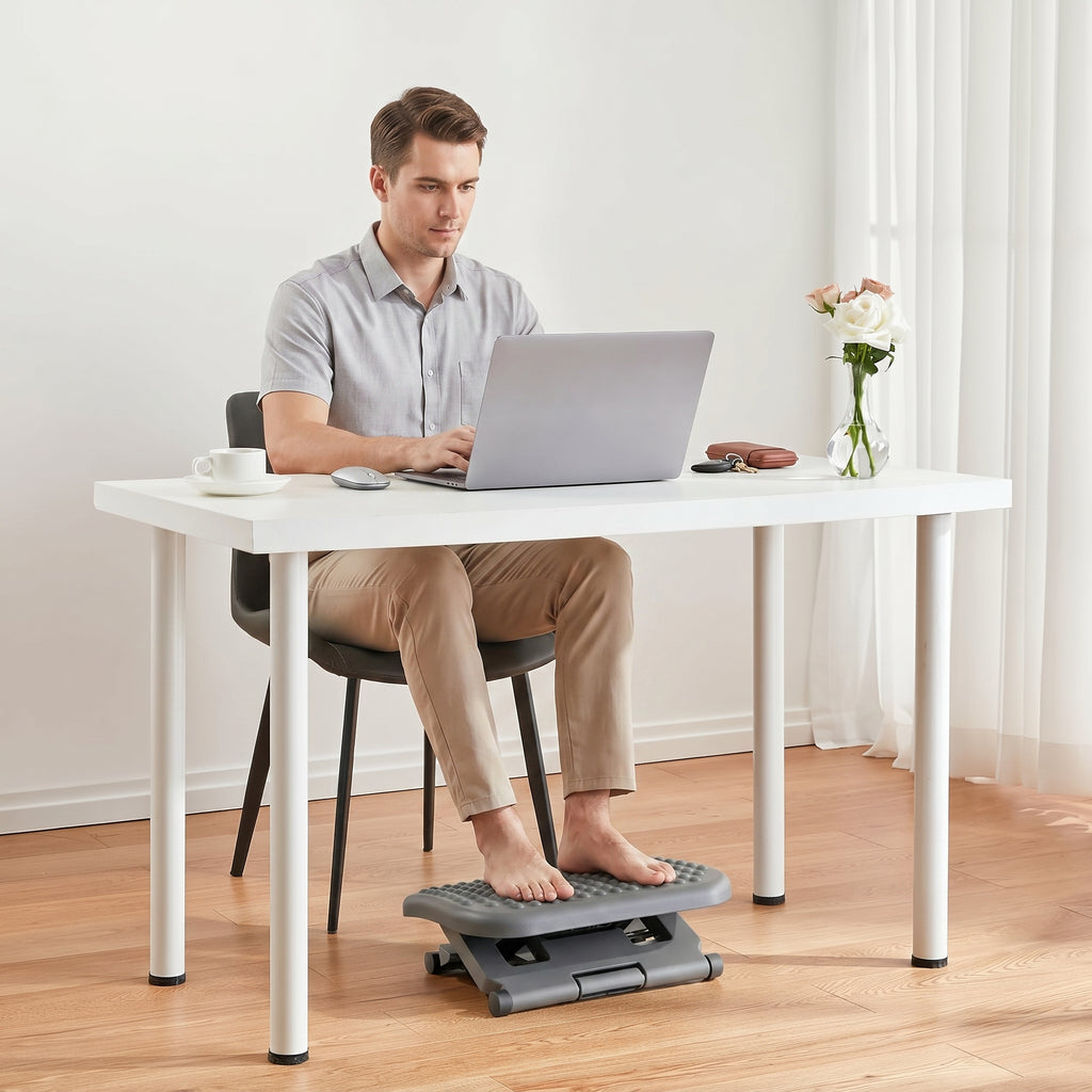 Ergonomic Under-Desk Foot Rest with Massage Rollers