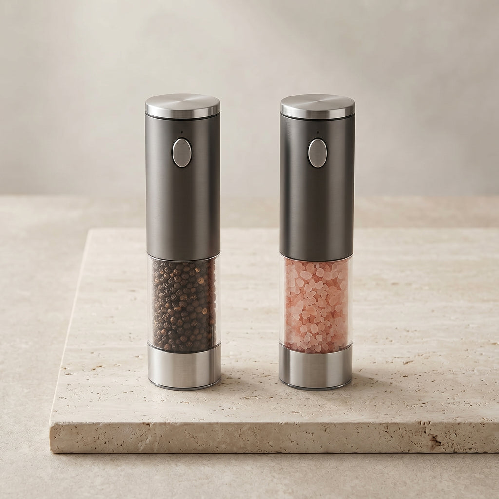Automatic Stainless Steel Salt and Pepper Mill with Adjustable Coarseness