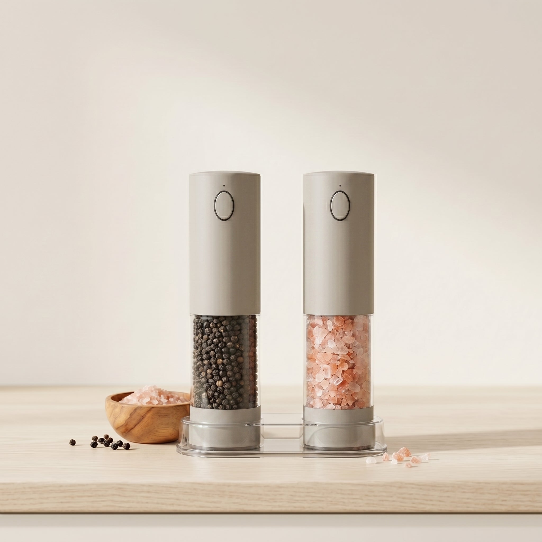 Automatic Stainless Steel Salt and Pepper Mill with Adjustable Coarseness