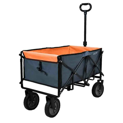 [EU Direct] Folding Camping Wagon Cart Beach Trolley Carts 600D Oxford Cloth Metal Steel Heavy Duty Folding Adjustable Handle Wagon Beach Cart for Outdoor, Camping, Beach, Garden, Shopping-CALTER C-VOZIK-02