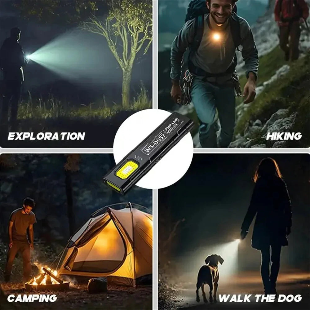 LED Keychain Flashlight Multi-functional Portable USB Rechargeable Mini Torch Light With Magnet For Outdoor Hiking Camping