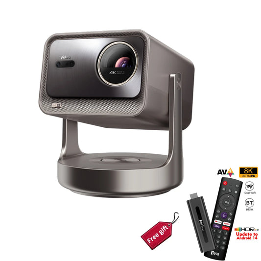 [EU/BR Direct English Version] Hisense Vidda C2 Ultra RGB Triple Color Lase 4K Projector 4G+128G HDR10+ Video 3D Beamer 3000 CVIA Lumens Optical Zoom 2.1 Channel Wi-Fi6 BT5.2 Home Theater with Subwoofer Video Player Cinema  With Free Gift Television Stick