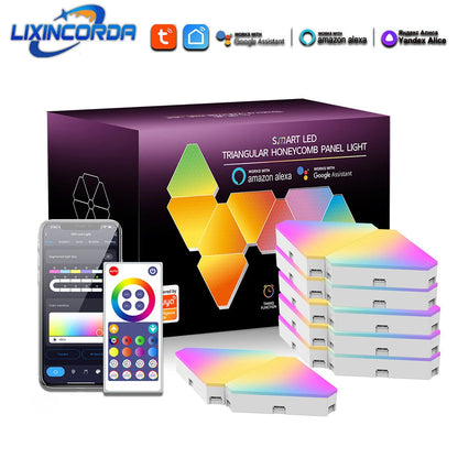 LIXINCORDA Smart RGBIC LED Triangle Light Panels Music Sync APP/Remote/Voice Control With Alexa & Google Wall Art & Room Decor