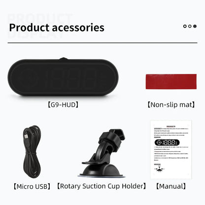 G9 Auto HUD GPS Head Up Display Car Gauge Speedometer With Compass Clock Driving Distance Security Alarm Electronic Accessories