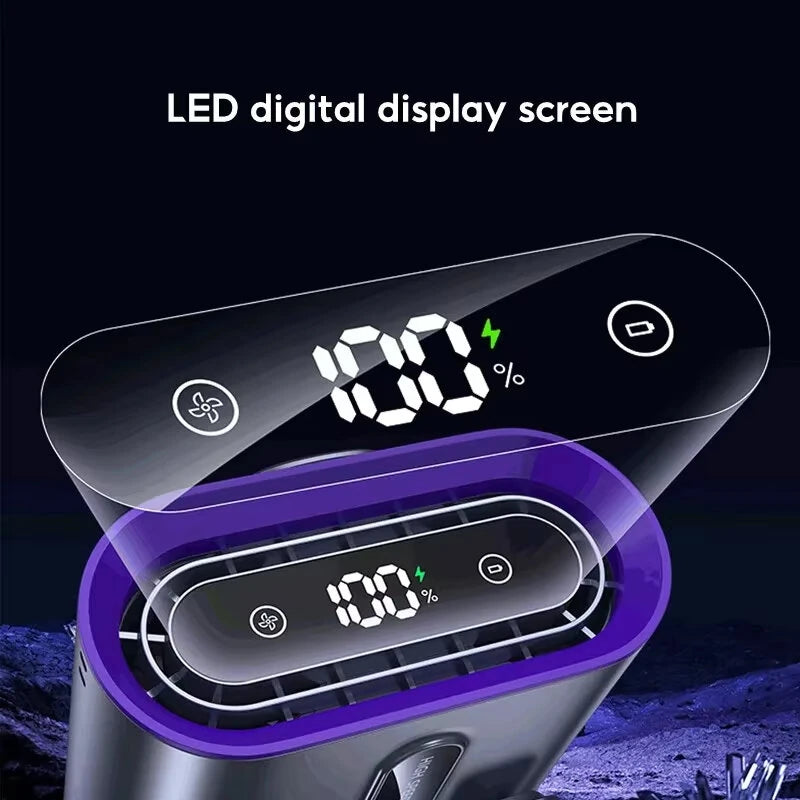 Dual Air Duct Waist-hanging Fan 100 Speeds Wind Clip 6000mAh Rechaegeable Air Cooling Brushless Fan Light Outdoor Lanyard Fan