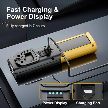 Warsun W05 USB Rechargeable Work Light with Magnetic Base, Portable Flashlight with Clip, Hook and 180 Rotation Stand Lighting for Car Repair Machine Emergency Job Site