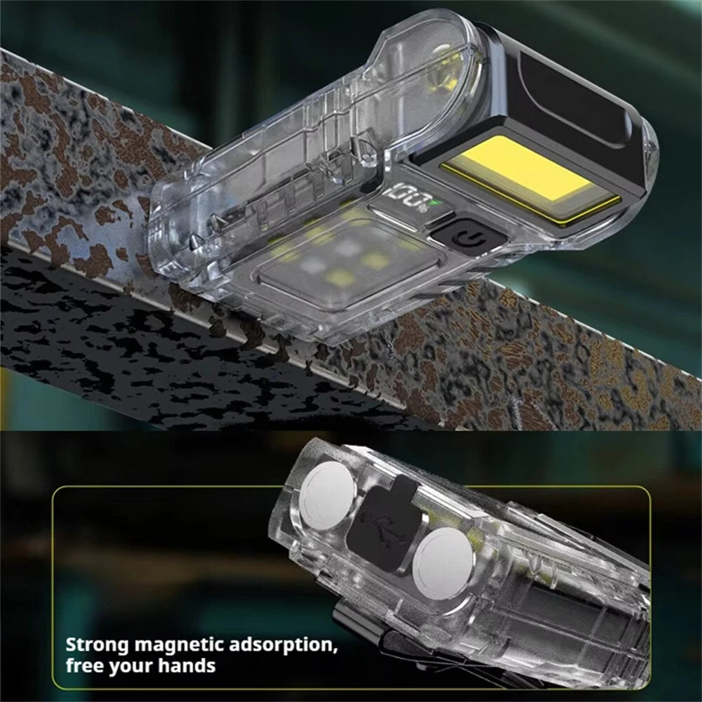 Multifunctional Work Light USB-C Rechargeable Outdoor Tourch Portable COB+LED Powerful Flashlight for Camping Fishing Walking