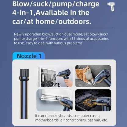 Handheld Portable Digital Dust Blower 50000rpm Blowing And Suction Integrated Air Pumping Vacuum Cordless Dust Blower with LED Light