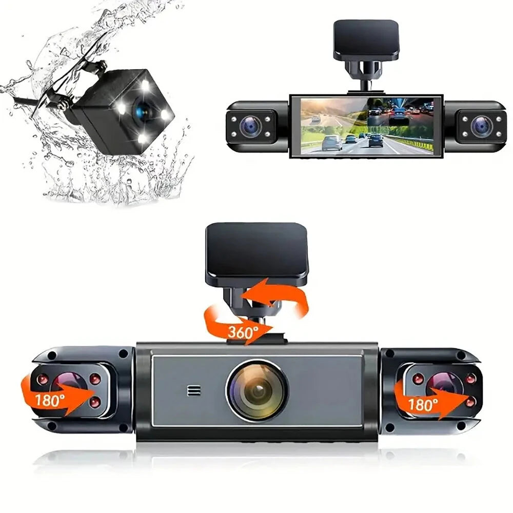 4 Lens Car Dash Cam Front Back Left Right Driving Recorder DVR Motion Detection Loop Recording Night Vision Mobile App Wide Angle Camera With / Without Wifi