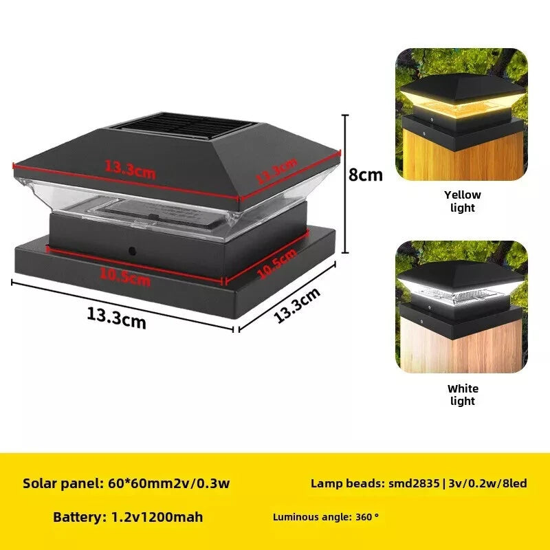 LED Solar Post Light 3000K+6000K Outdoor Transparent Garden Fence Villa Gate Post Lamp Courtyard Wall Lace Column Lamp  IP65 Waterproof