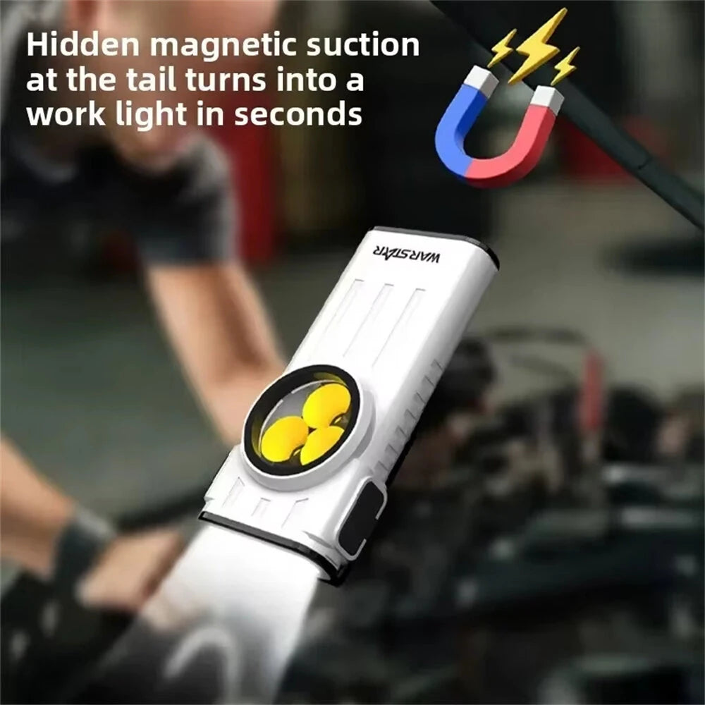 Warstar WT3 260LM EDC LED Keychain Flashlight With White Red Light Type-C Rechargeable Portable Mini Torch Work Light with Magnet for Camping Hiking and Emergency Use