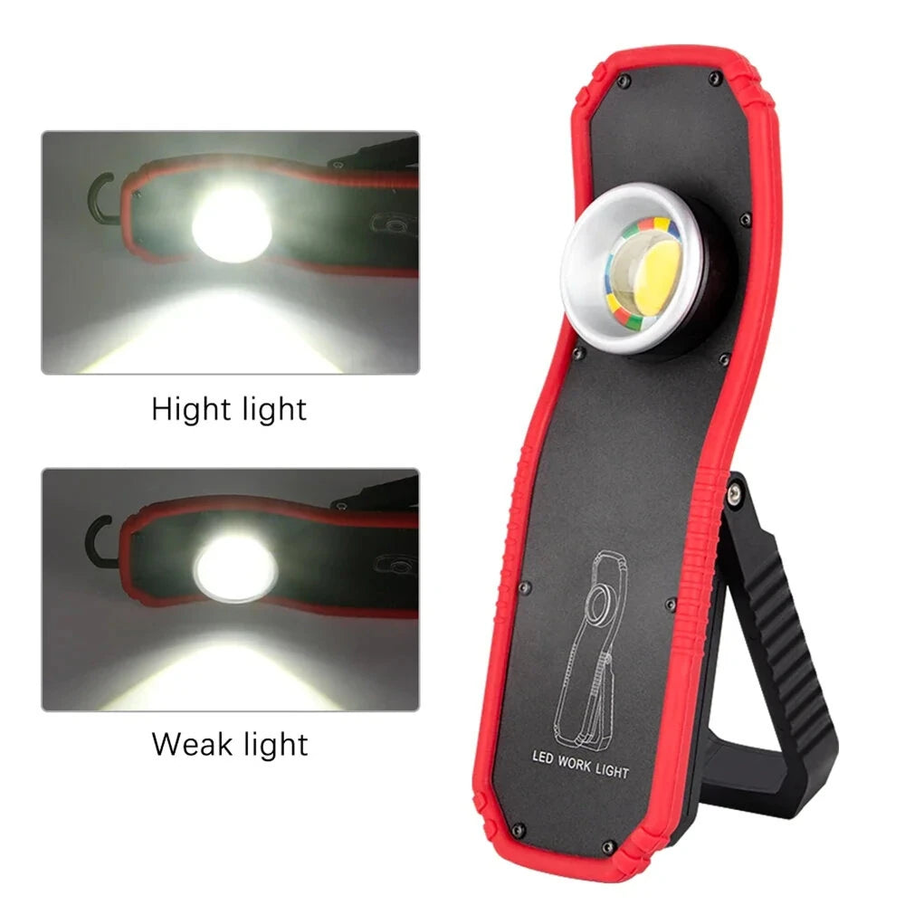 Portable COB LED Flashlight USB Charging Magnetic Lantern Camping Torch Hook Lamp High-Low Modes Lighting Work Light