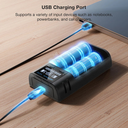 Astrolux VC02 Intelligent 2-Slot LCD Battery Charger Type-C 2A Quick Charge Mix-charging of 1.2V Ni-MH/Ni-CD AA/ AAA/ AAAA 3.6V/ 3.7V Li-ion/ IMR/ INR/ ICR 14500/ 18650/ 21700/26650 Battery For Cells Flashlight RC Toys Home Tools